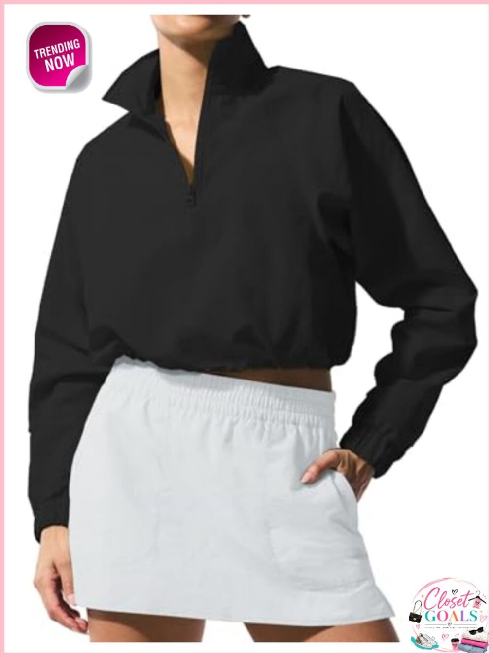 Women's Lightweight Cropped Quarter Zip Pullover Top Athletic Long Sleeve